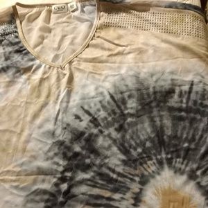 Cato Tops - Jersey and chiffon tie dye shirt Cato Tops - Jersey and chiffon tie dye shirt